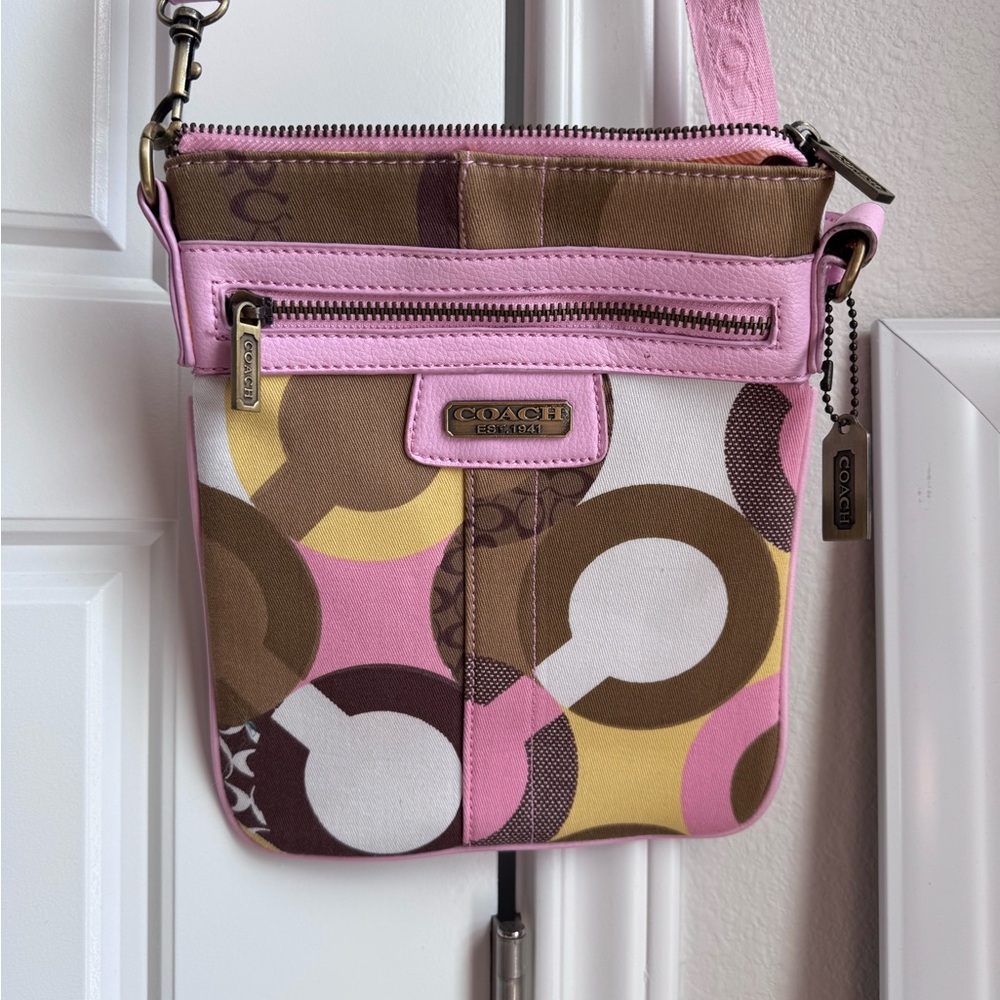 Coach Pink and Brown Crossbody Bag